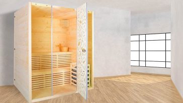 Sauna di pino finlandese per un inverno a 100 °C