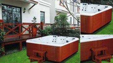 Minipiscina da giardino con scaletta e speaker musica