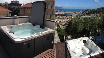 Minipiscina in terrazza fuori terra sfioro