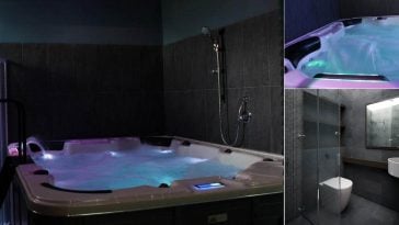 Minipiscina idromassaggio in bagno nero