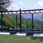 Minipiscina a incasso in Pergola con Tenda a Onde