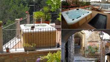 Minipiscina da terrazza in borgo antico da incasso e fuori terra
