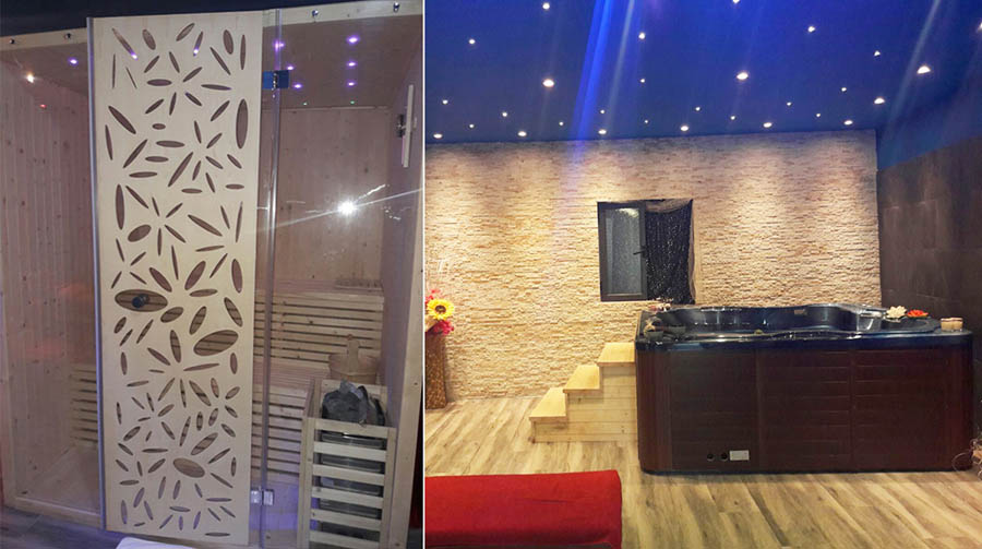 Sauna finlandese e minipiscina idromassaggio centro estetico luna piena tirana