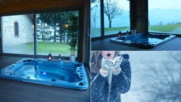 Minipiscina idromassaggio divertimento in inverno