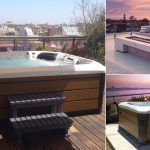 Minipiscina da esterno in terrazza arredata