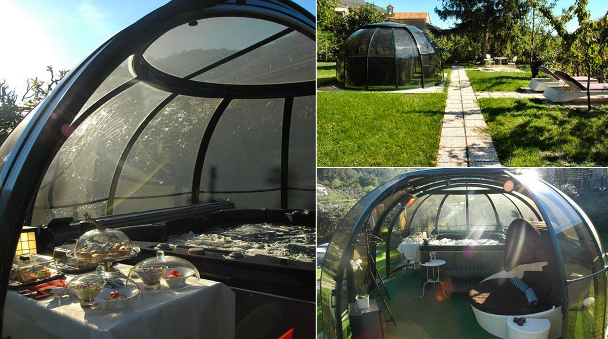 Minipiscina idromassaggio-cupolone nel tuo giardino di casa