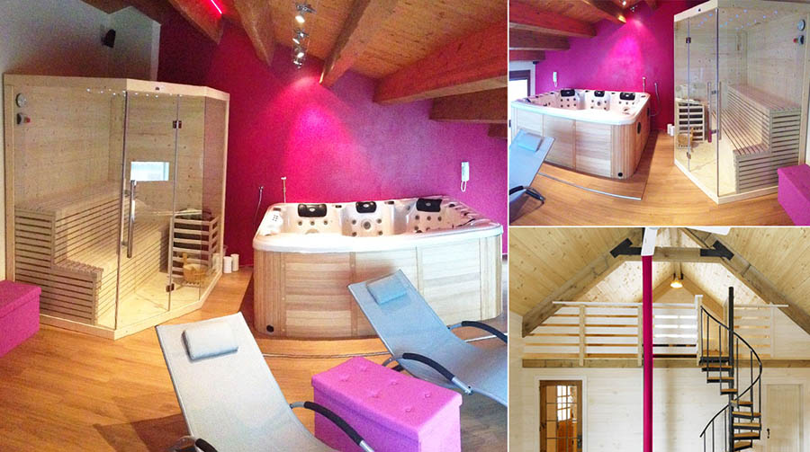 sauna e minipiscina in sottotetto