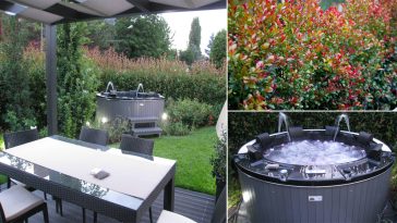 Minipiscina idromassaggio nel tuo giardino di siepe photinia