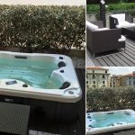 Minipiscina idromassaggio in arredo rattan