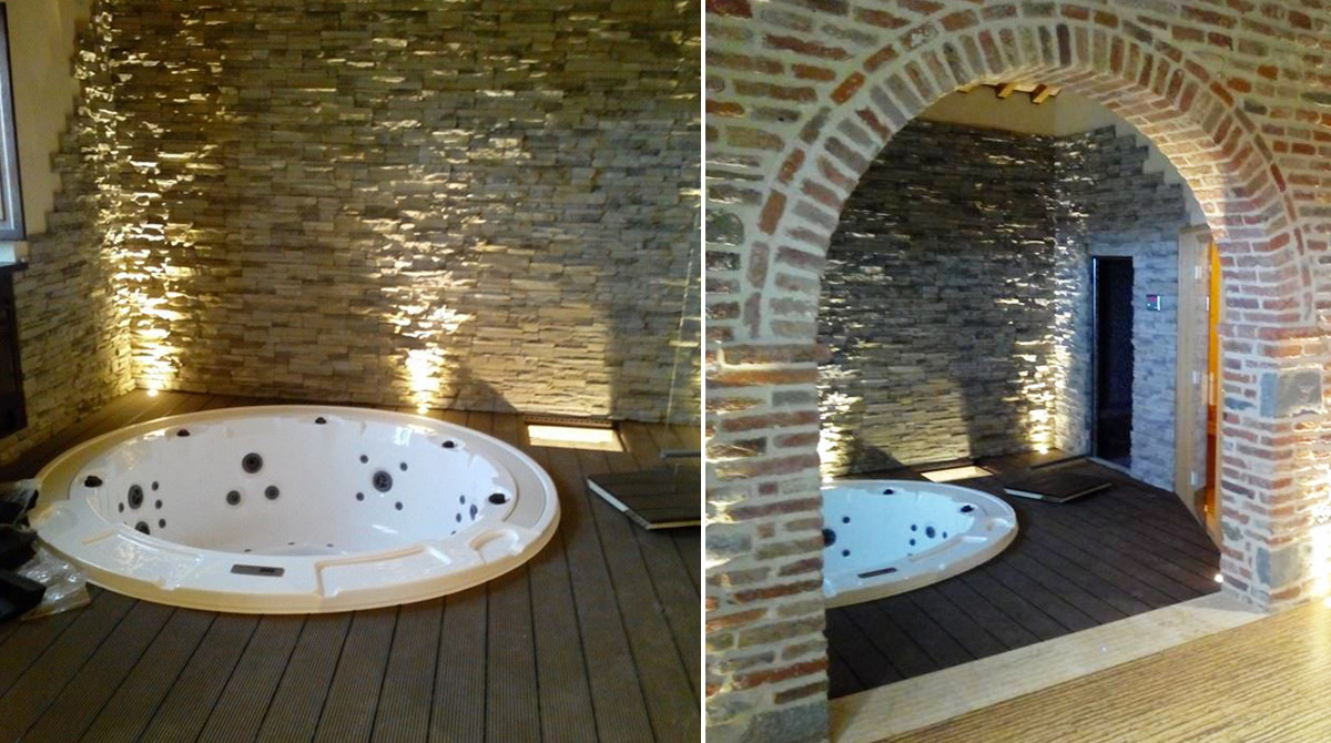Minipiscina idromassaggio per mini ambiente in sasso