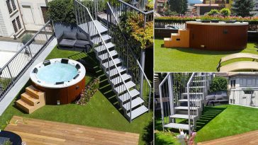 Prima e dopo terrazzo con minipiscina idromassaggio