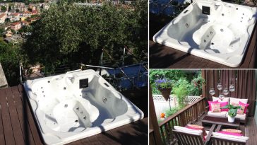 Minipiscina idromassaggio balcone legno