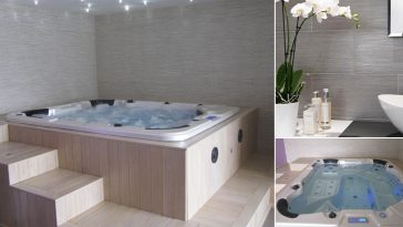 Minipiscina idromassaggio mise en place bagno