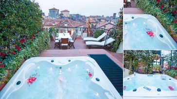Minipiscina idromassaggio ad angolo per il tuo terrazzo