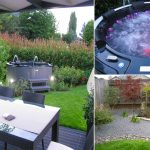 Minipiscina idromassaggio giardino retro salva privacy