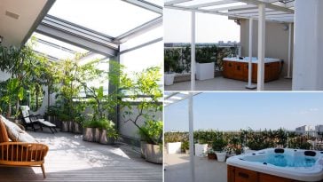 Minipiscina idromassaggio terrazzo adibito giardino