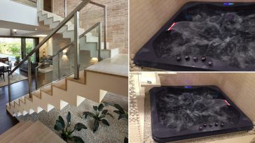 La casa dei tempi moderni ha una minipiscina idromassaggio