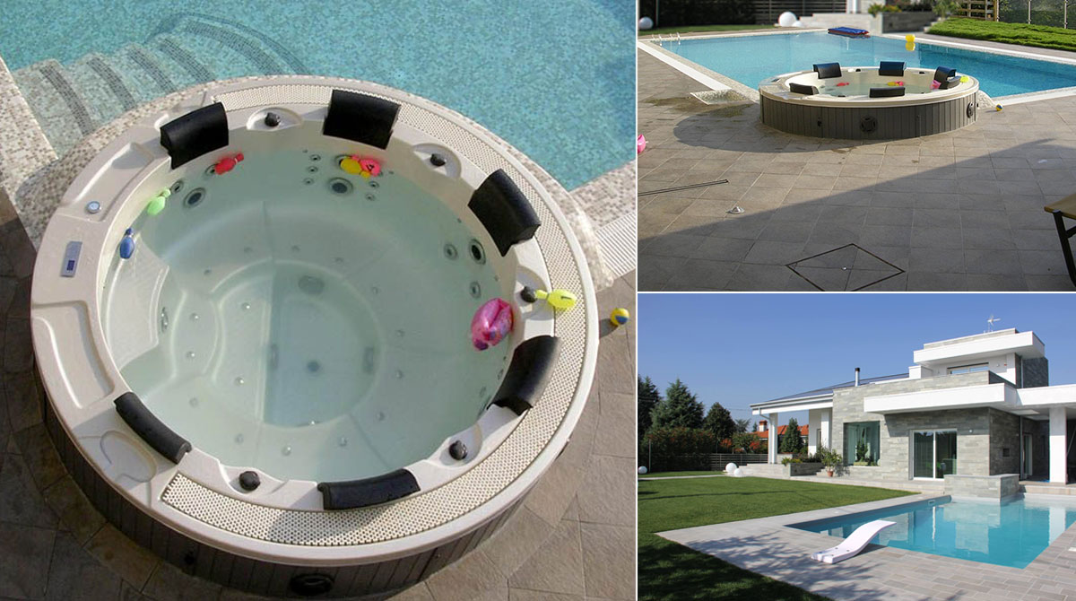 Mini idromassaggio complementare per casa con piscina