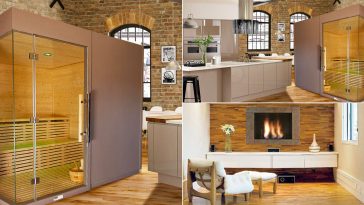 Calorosamente bella è la cucina con sauna finlandese