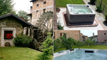 Minipiscina idromassaggio in ex mulino ristrutturato