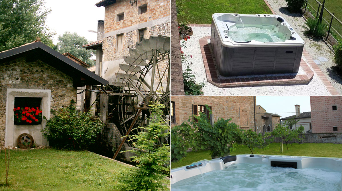 Minipiscina idromassaggio in ex mulino ristrutturato