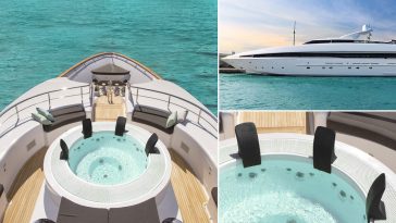 Minipiscina idromassaggio in prua di yatch