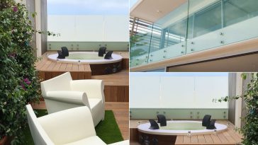 Minipiscina idromassaggio terrazzo parapetto plexiglass