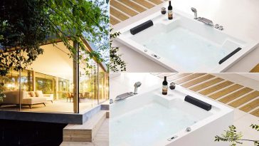 Vasca idromassaggio in glass house