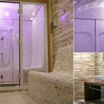 Prima e dopo bagno turco in stanza da bagno