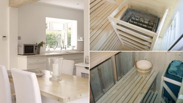 Sauna finlandese nel tuo living di legno chiaro