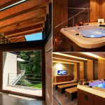 Minipiscina idromassaggio in casa vetro legno