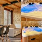 Minipiscina da interno con scocca di legno chiaro