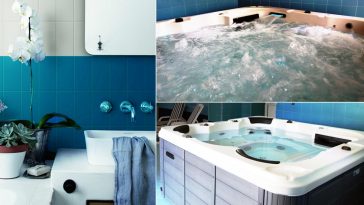 Ti piace la minipiscina idromassaggio da interno in una stanza da bagno con piastrelle a mosaico