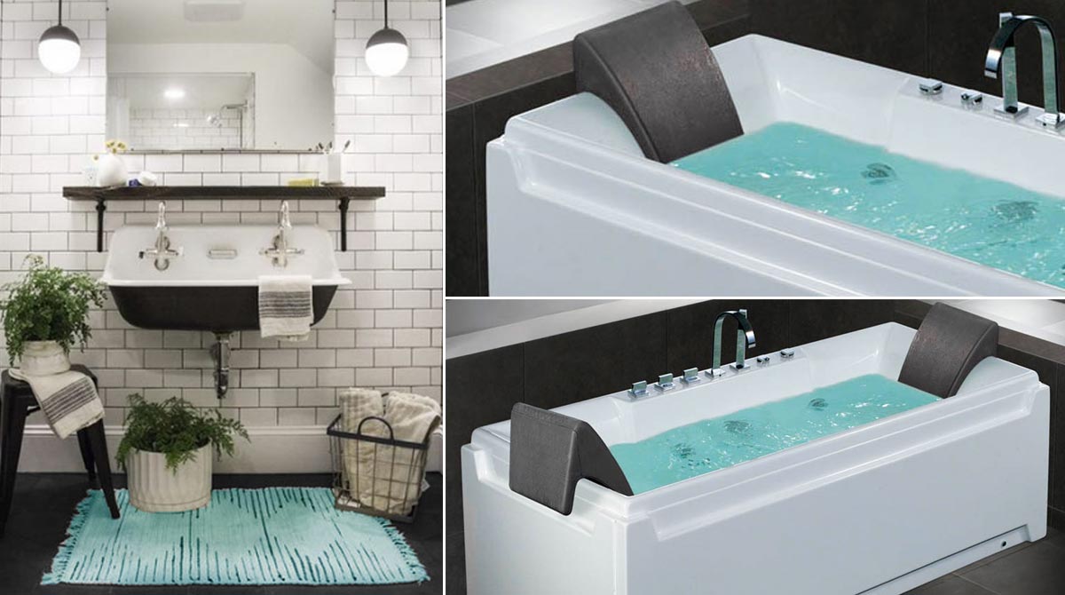 Vasca idromassaggio moderna in bagno retrò