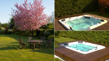 Abbronzati in giardino con una minipiscina idromassaggio