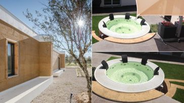 Minipiscina idromassaggio da esterno in casa di terra cruda