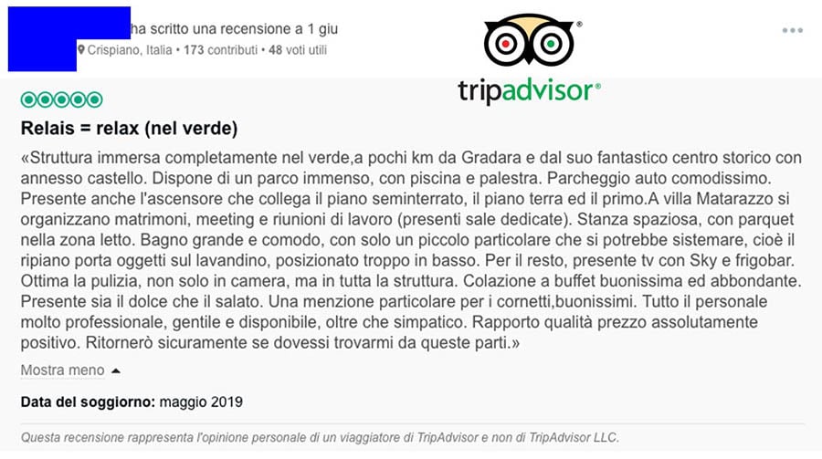 Recensione Relais Villa Matarazzo