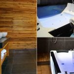 Il bagno di oggi moderno con una vasca idromassaggio