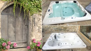 Ingresso rustico reso romantico con piscina idromassaggio