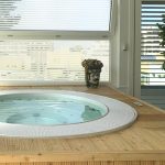 Minipiscina idromassaggio in arredo zen bonsai e legno