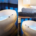 Bagno spa con vasca idromassaggio di forma ovale