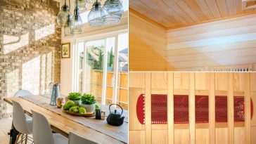 Stanza in mattoni con sauna infrarossi per effetto caldo freddo