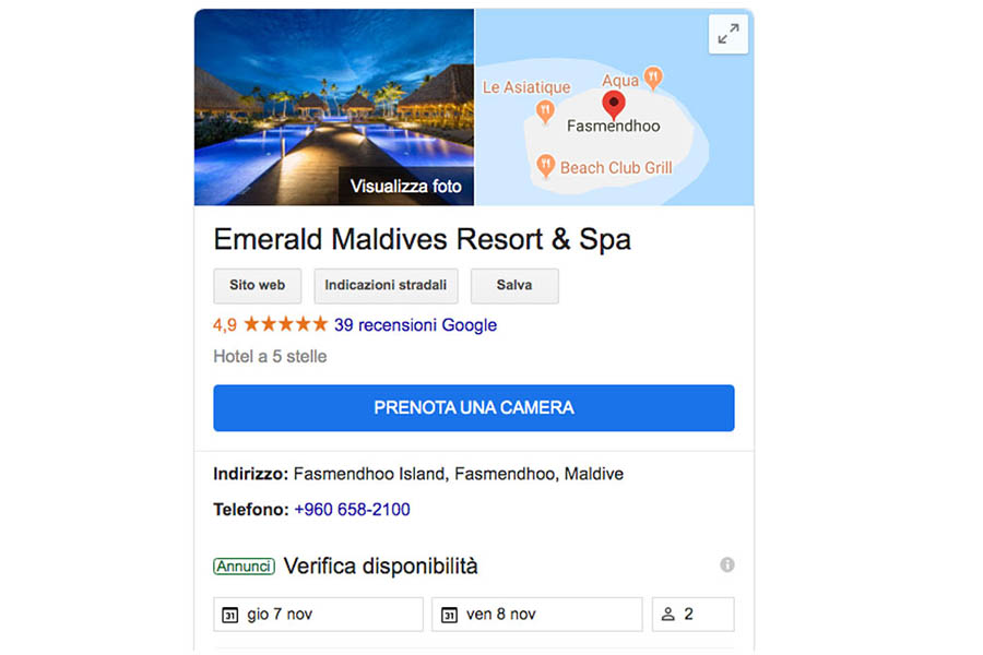 Emerald Maldives Resort Contatti