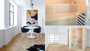 La sauna in una stanza stretta
