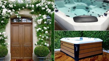 Minipiscina idromassaggio in parquet per esterni in teak